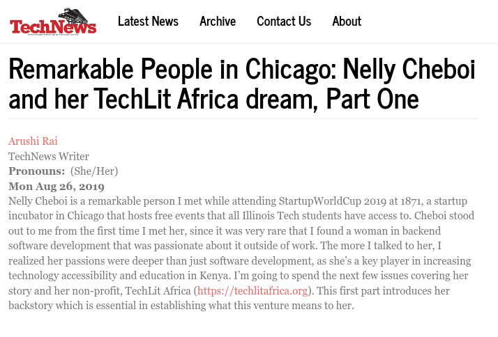 Nelly's Interview in TechNews Paper