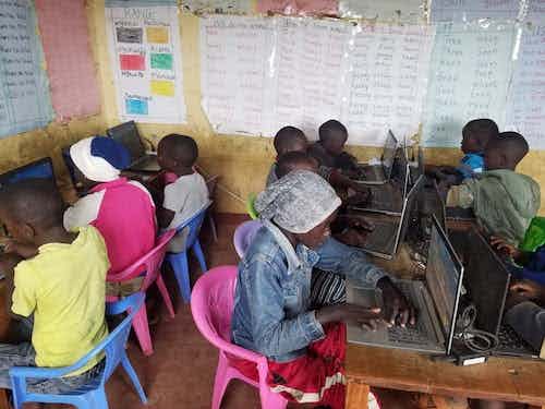 Kids in Kenya motivated to be in computer classes because they're playing games