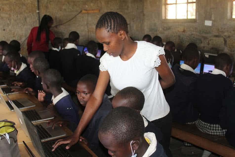 Magdaline Korir Teaching Computer Classes Saint Marys Mogotio