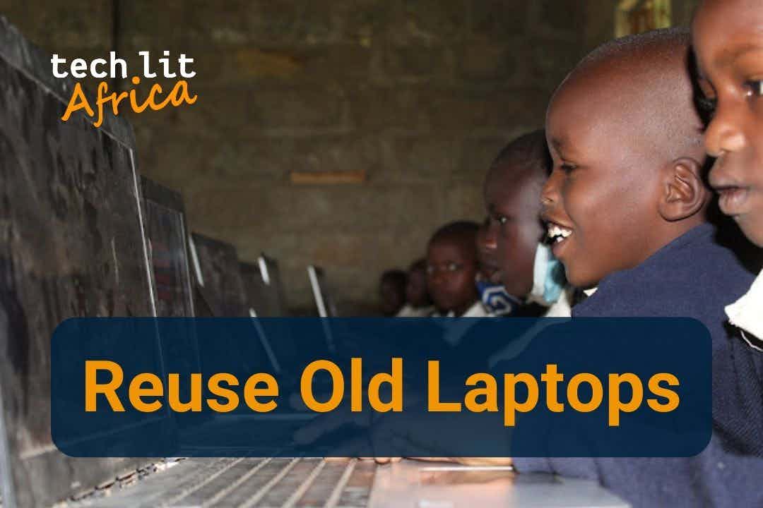 Children learning digital skills with recycled laptops