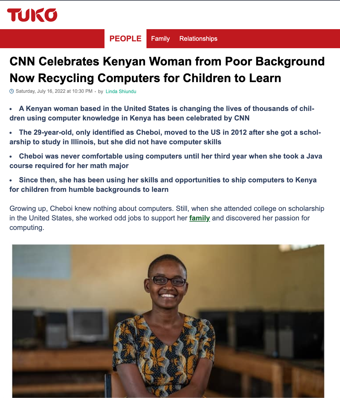 Tuko feature TechLit Africa after CNN Hero
