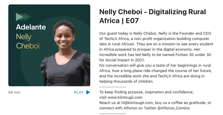 Digitizing Rural Africa on the Adelante Podcast with Nelly Cheboi