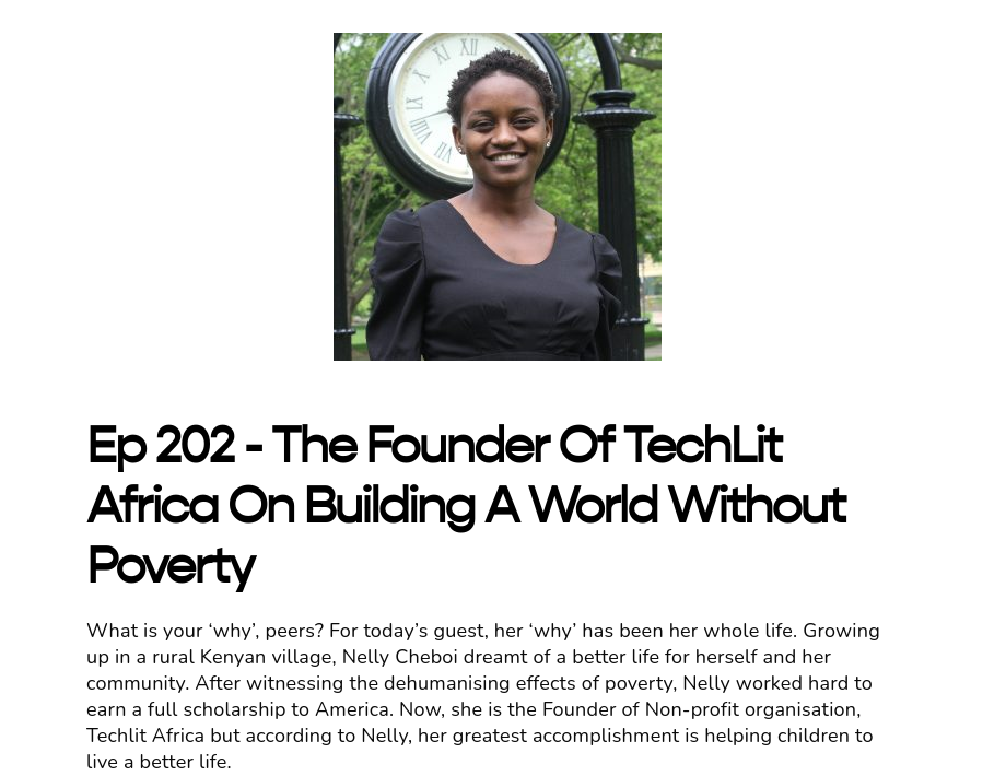Nelly's Podcast About Building A World Without Poverty