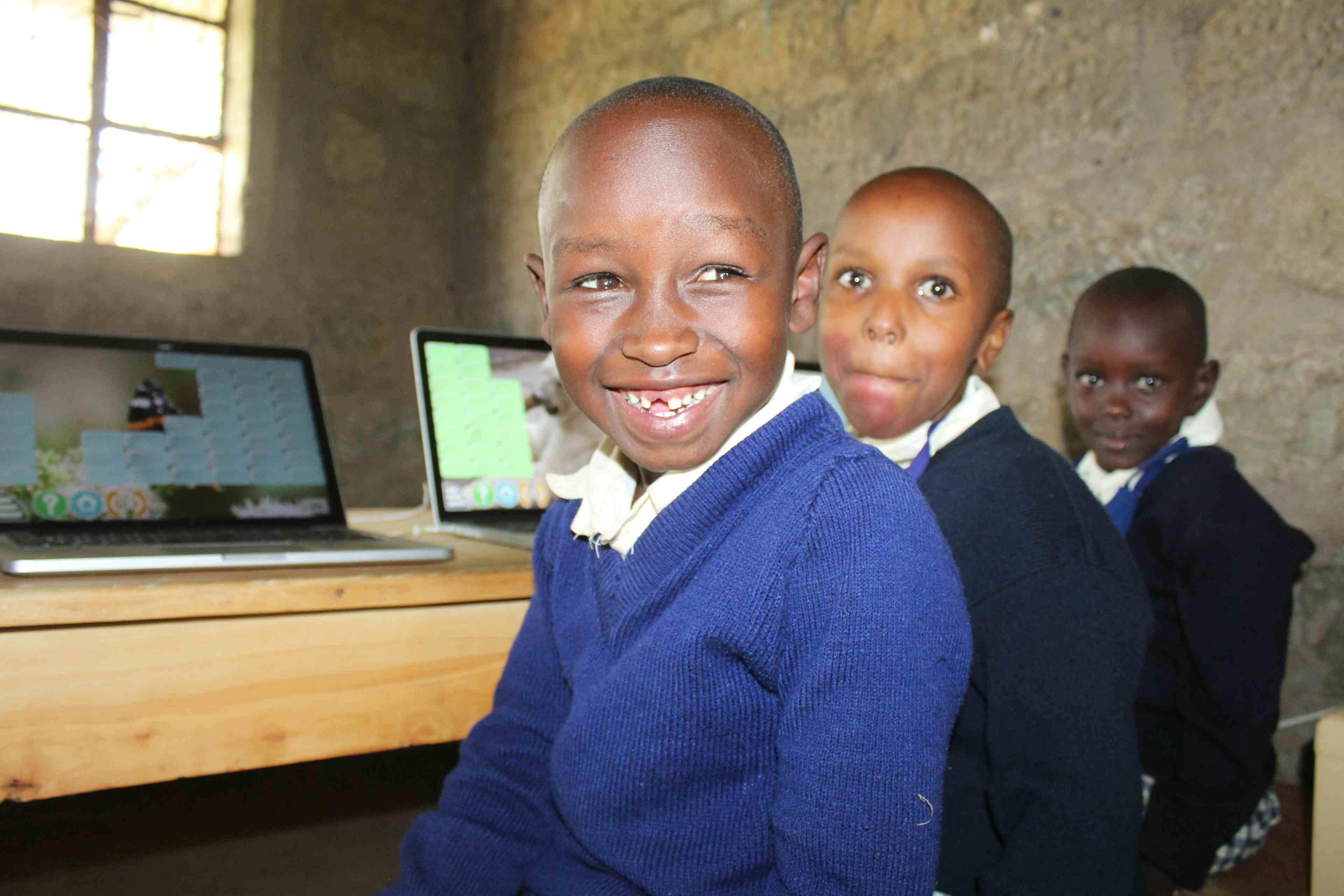 First Graders at the computer lab in Saint Marys Primary Mogotio Kenya