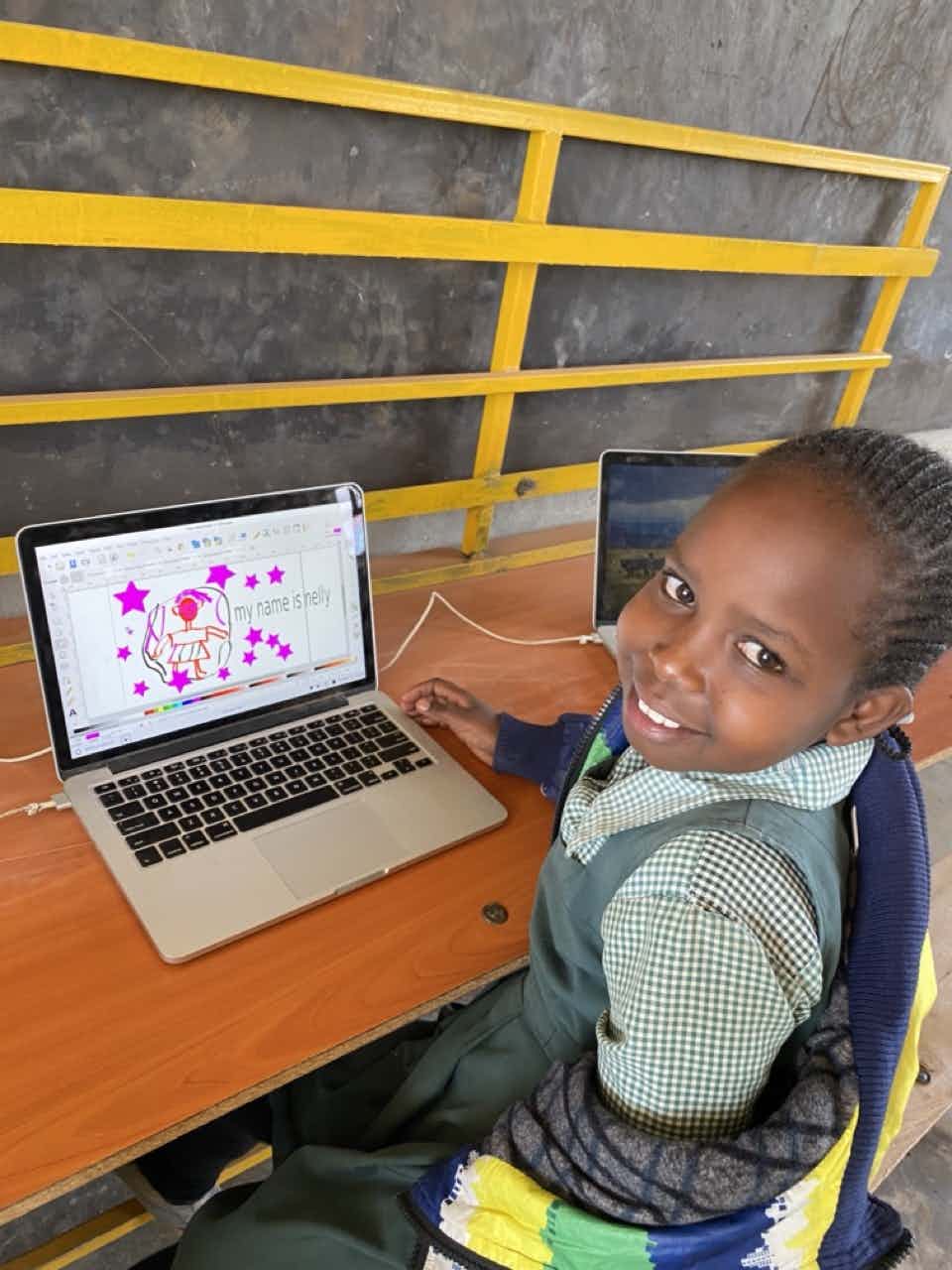 Software Inkscape Grace Wangui A Student At Zawadi Yetu Mogotio Showing A Screen With Her Inkcape Designs
